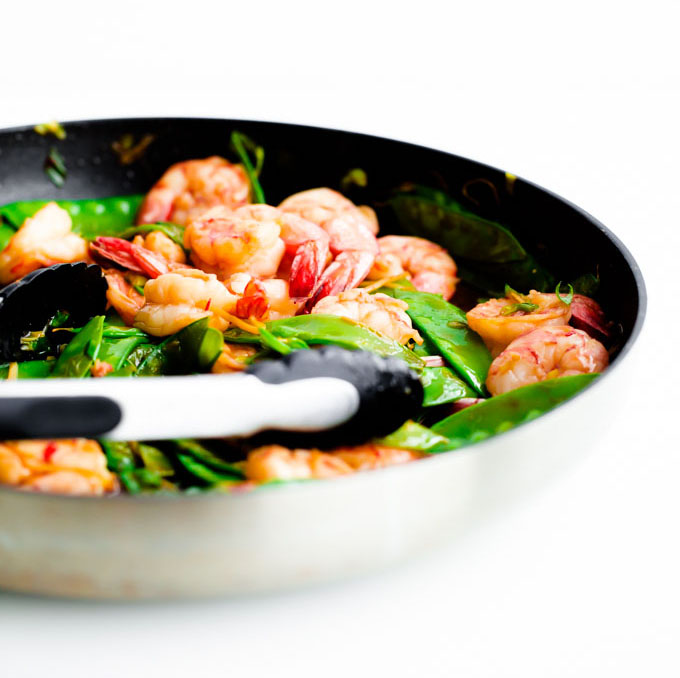 Shrimp, Snow Pea and Ginger Stir Fry