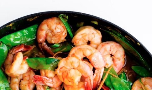 Shrimp, Snow Pea, and Ginger Stir Fry