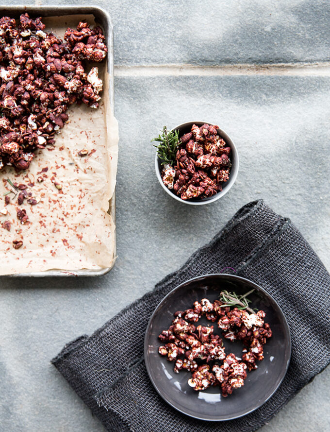 Dark Chocolate Popcorn (With Rosemary Sea Salt)