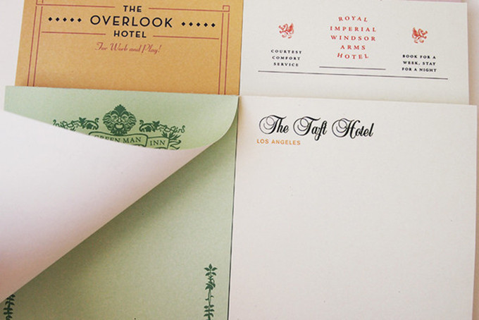 Fictional hotel notepads