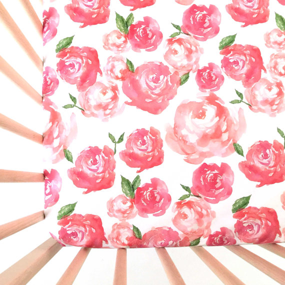 Pink Peonies crib sheets