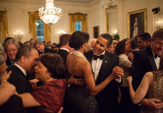 The Obamas dancing