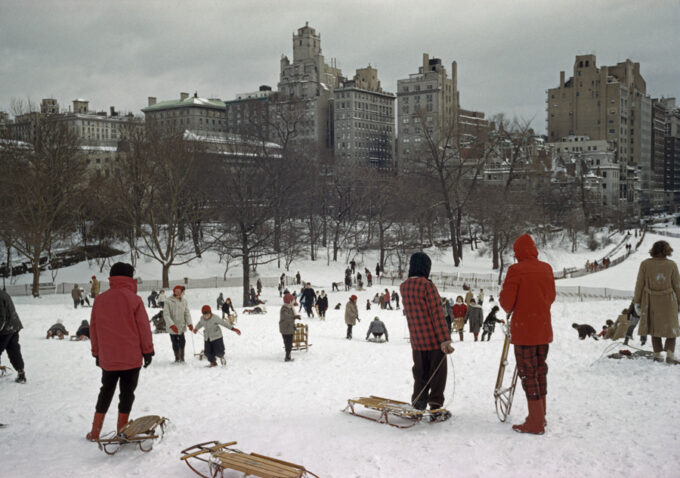Sledding in NYC by Elliott Erwitt