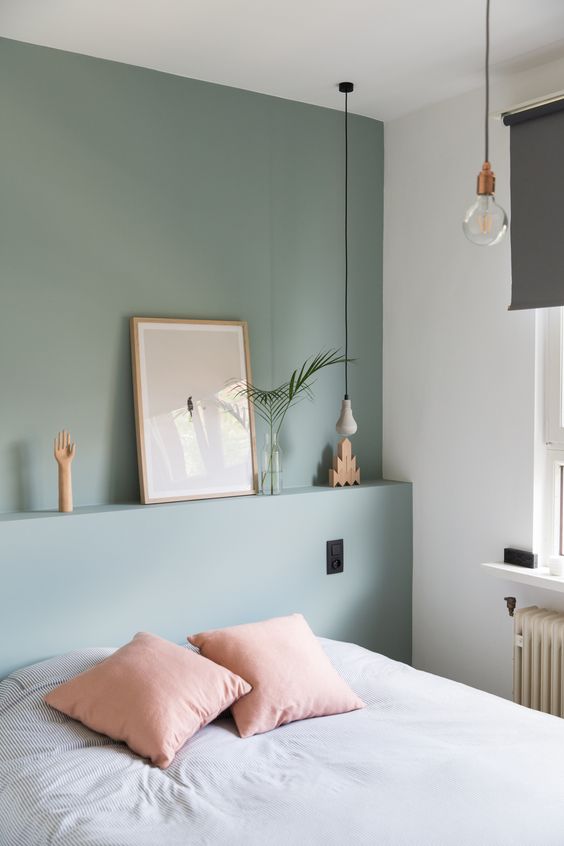 Bedroom with sage green paint