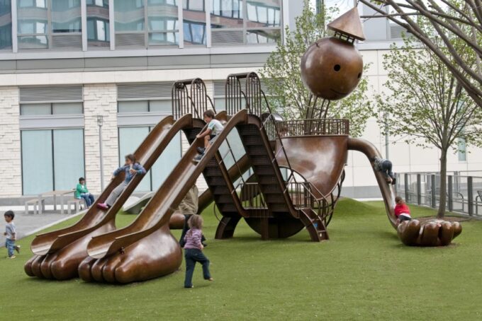 Playground sculpture by Tom Otterness in Manhattan