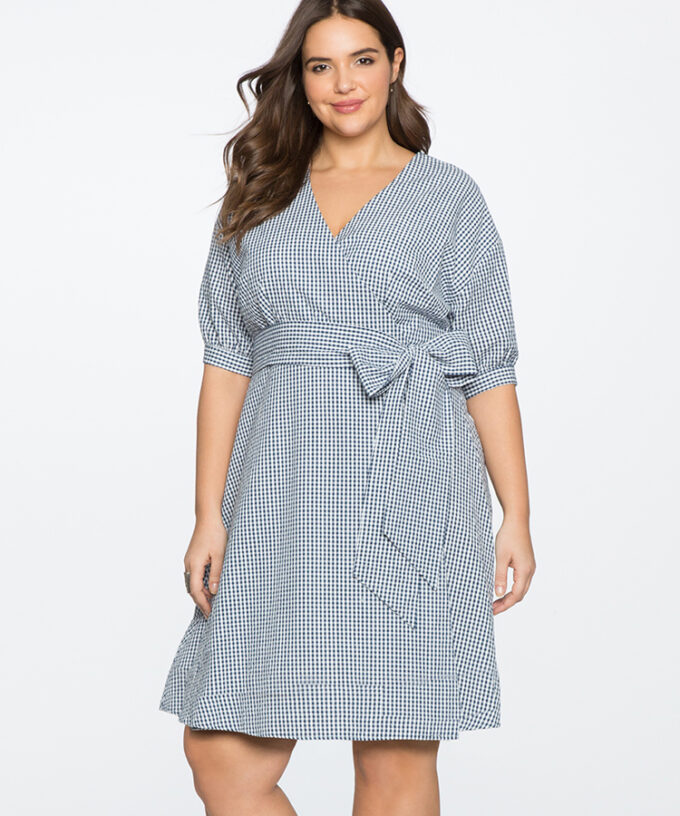 Eloqui-Gingham-Wrap-Dress