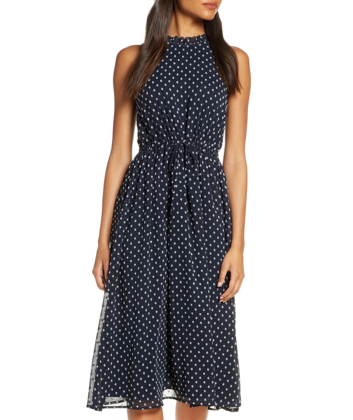 Polka-dot midi dress