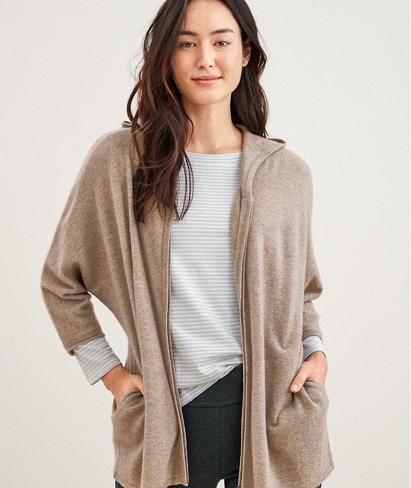 Zip-Front Cashmere Cardigan