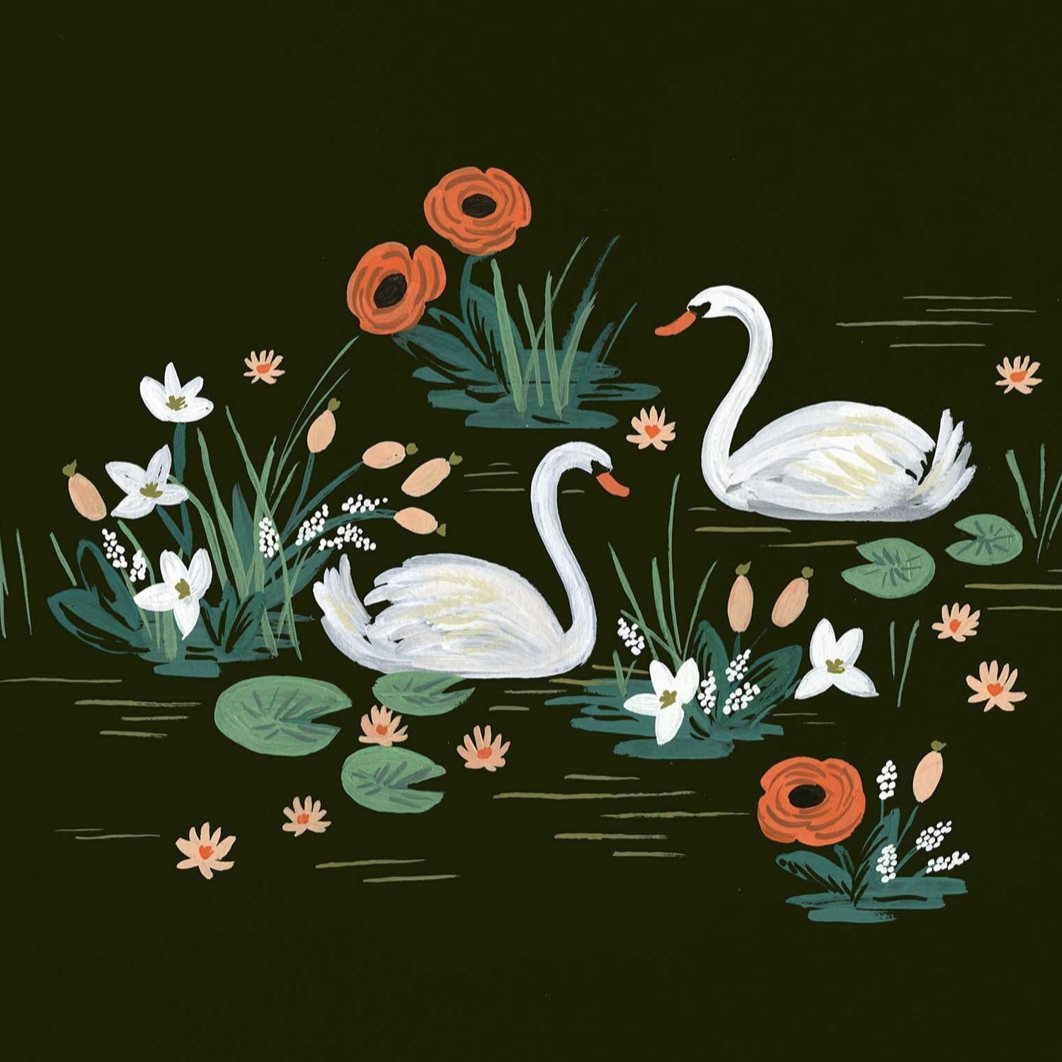 Swans print by rifle paper