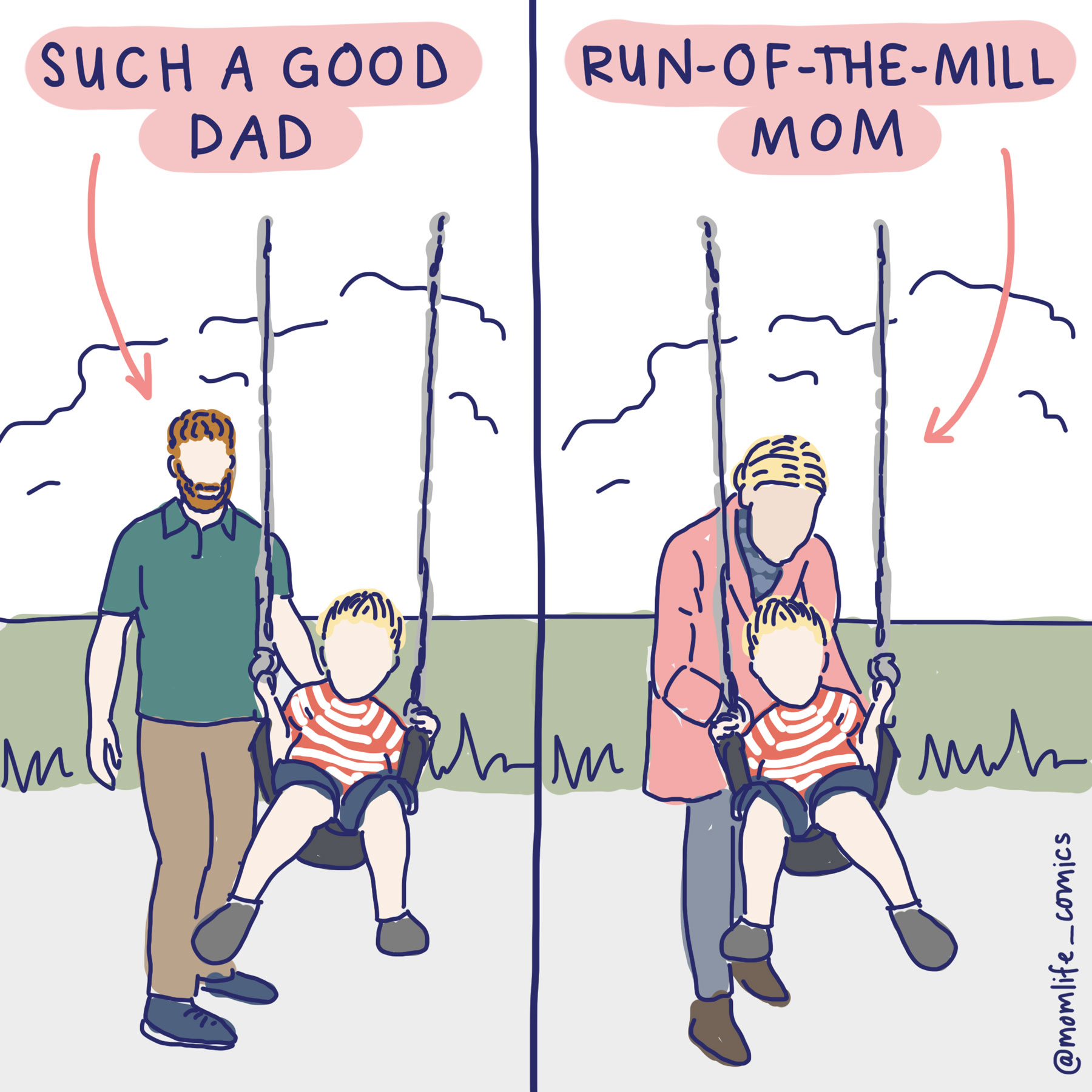 viral parenting double standards comic by Mary Catherine Starr