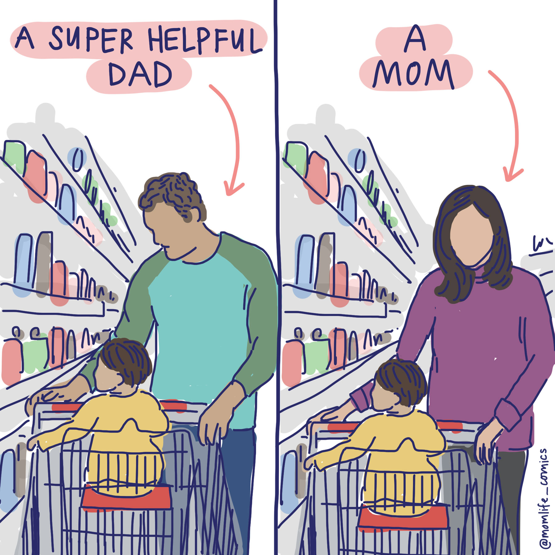 viral parenting double standards comic by Mary Catherine Starr