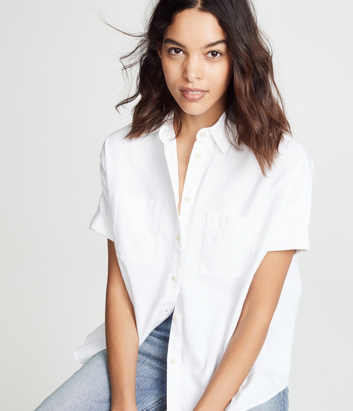 madewell white cotton button-down shirt