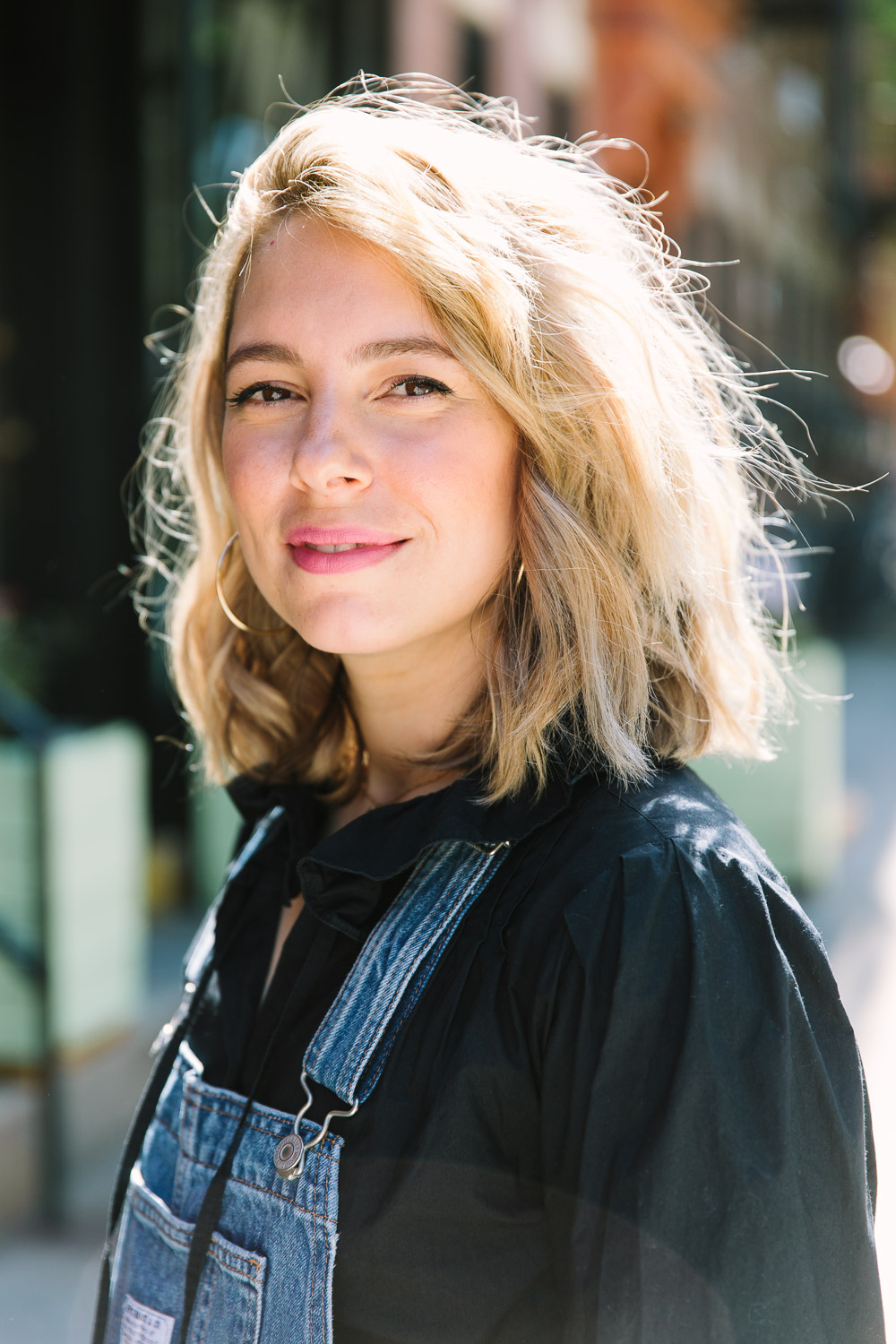 Alison Piepmeyer overalls black blouse