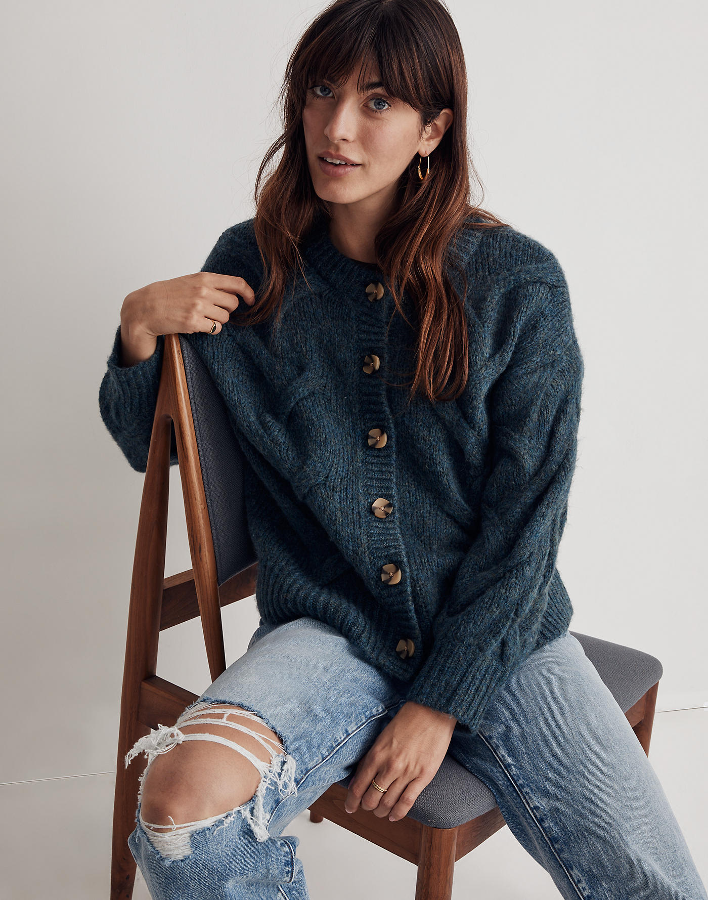 Cable knit cardigan