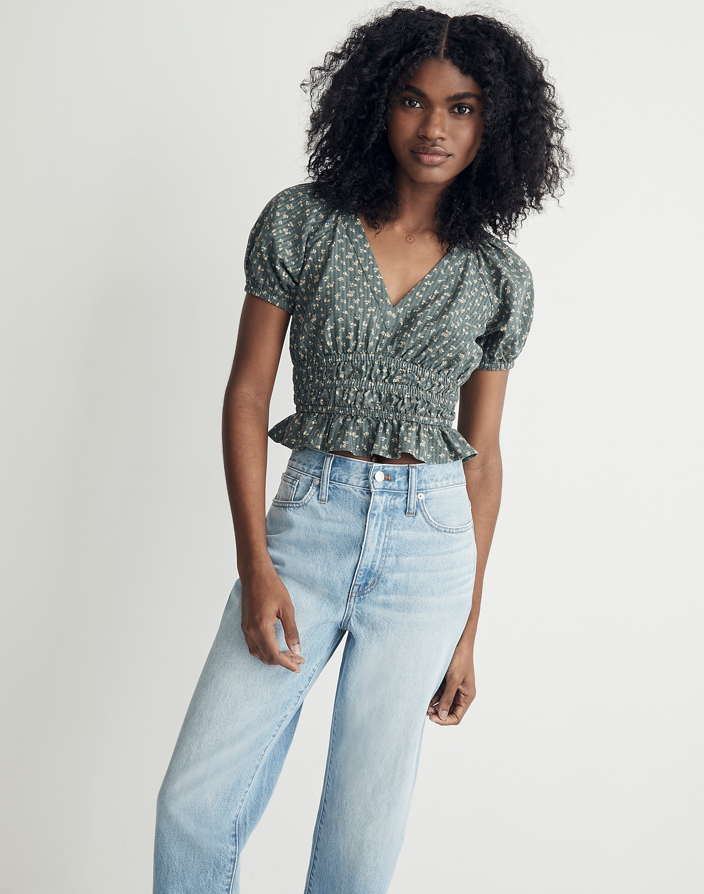 Madewell Floral Puff-Sleeved Top
