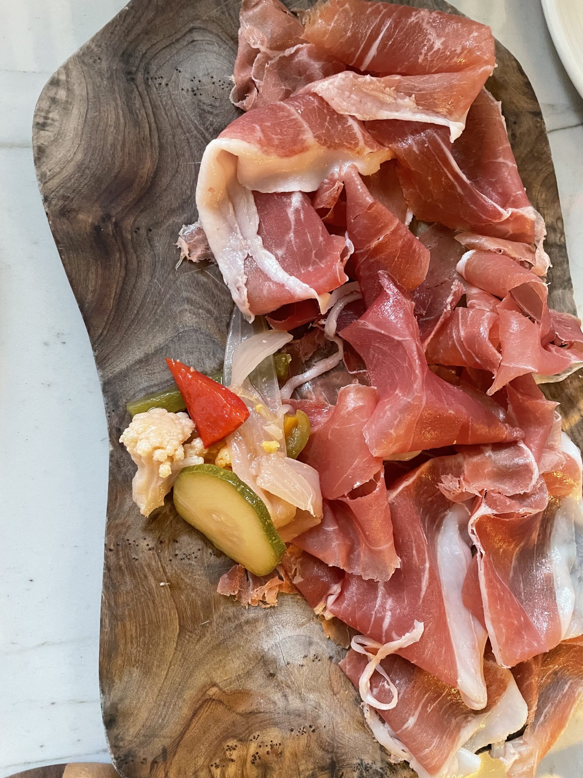 prosciutto board at larina Brooklyn