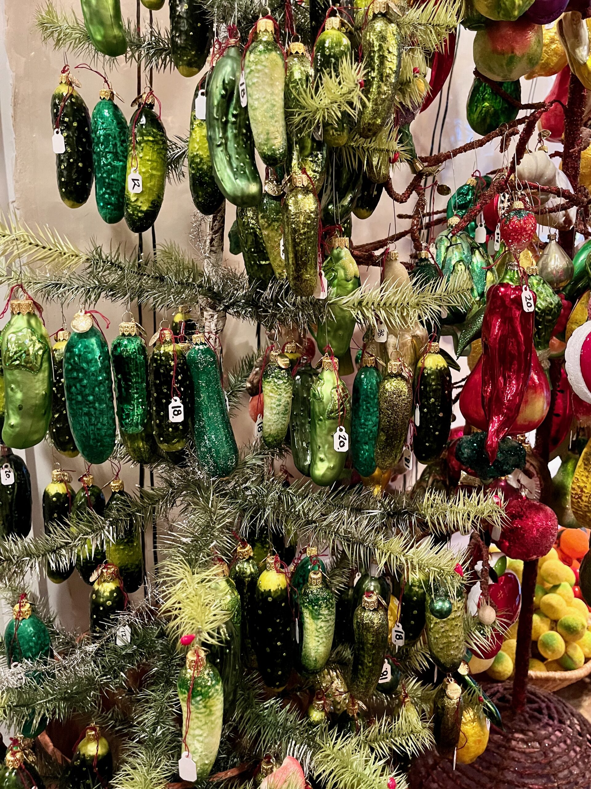 John Derian pickle ornaments