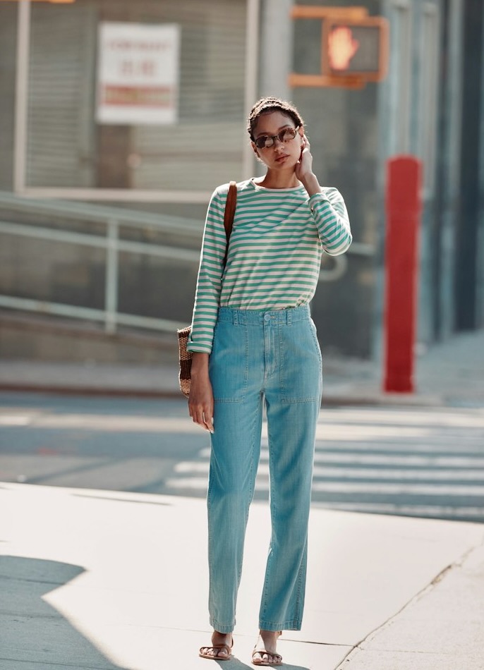 Kule green striped tee