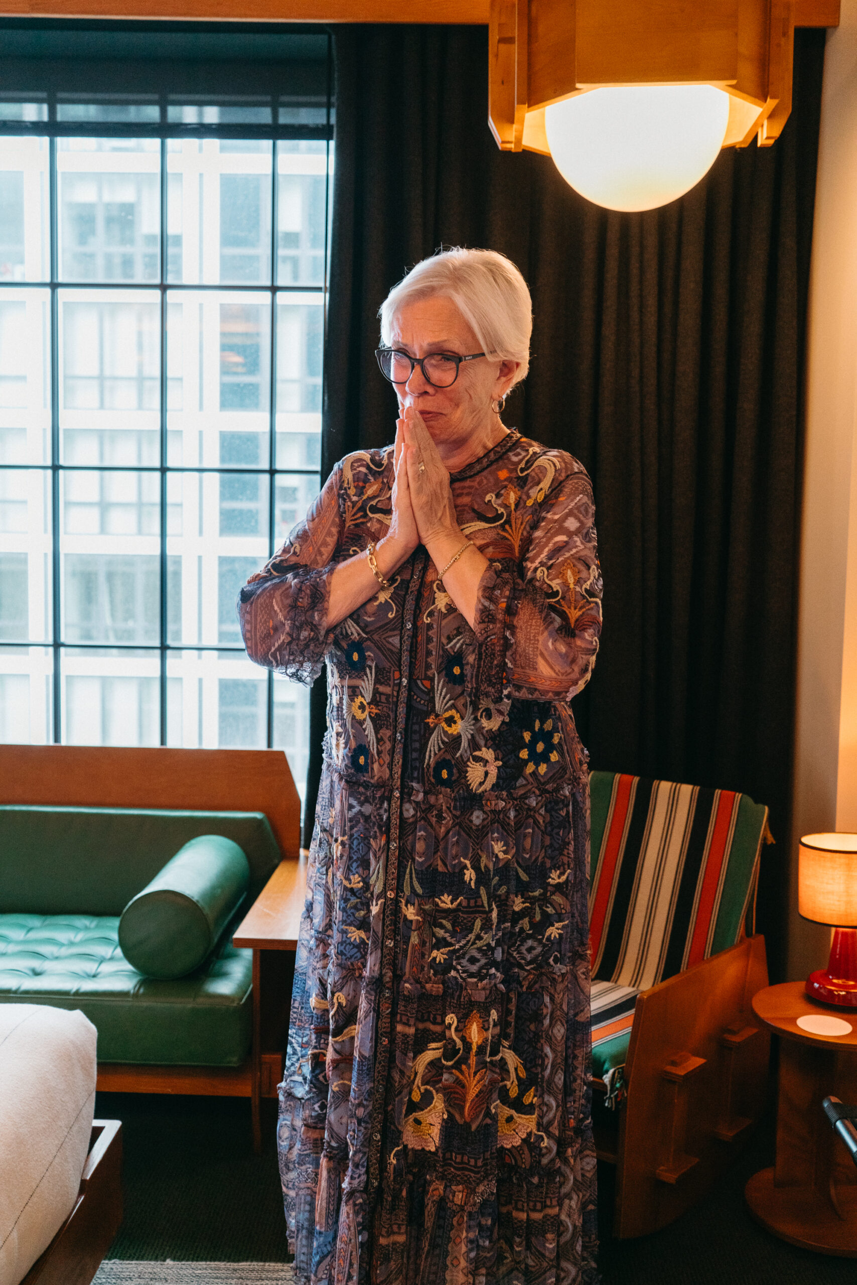 wedding first look with grandmothers