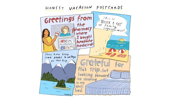honest vacation postcards comic