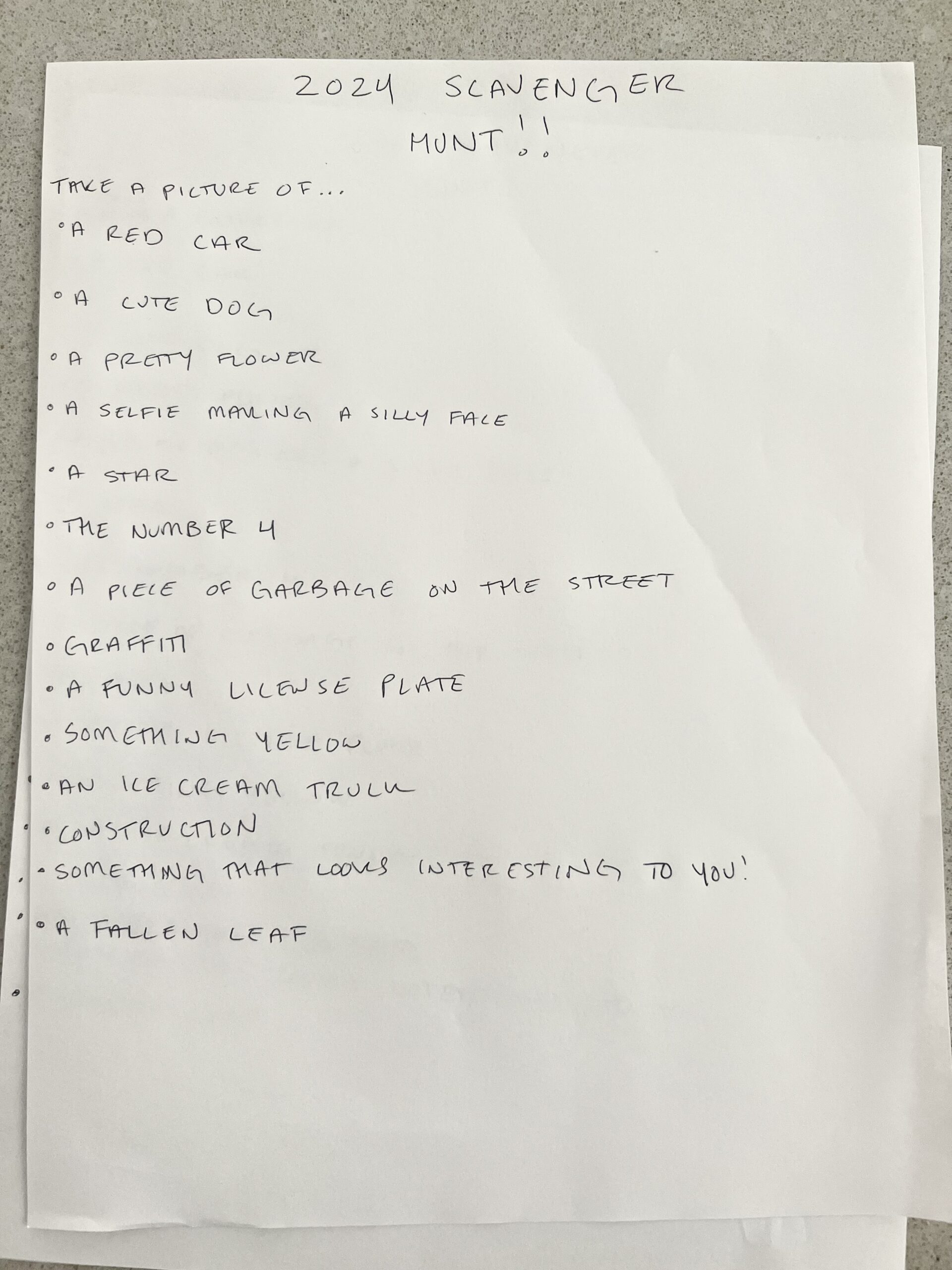 scavenger hunt for kids homemade